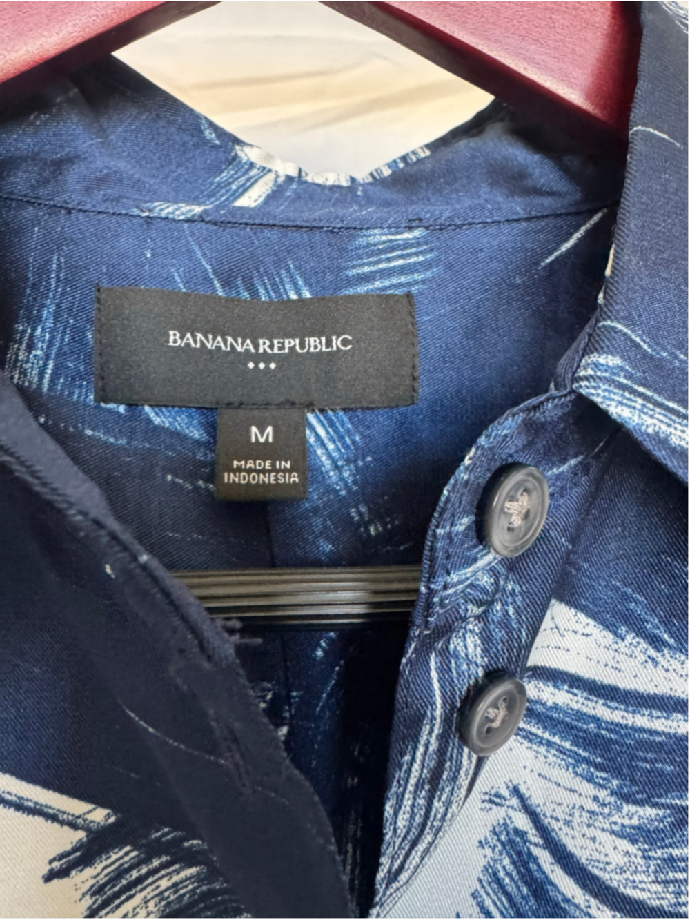 Women's Banana Republic Tie-Waist Midi Shirtdress Size M in Blue Paint Splash - Picture 4 of 8